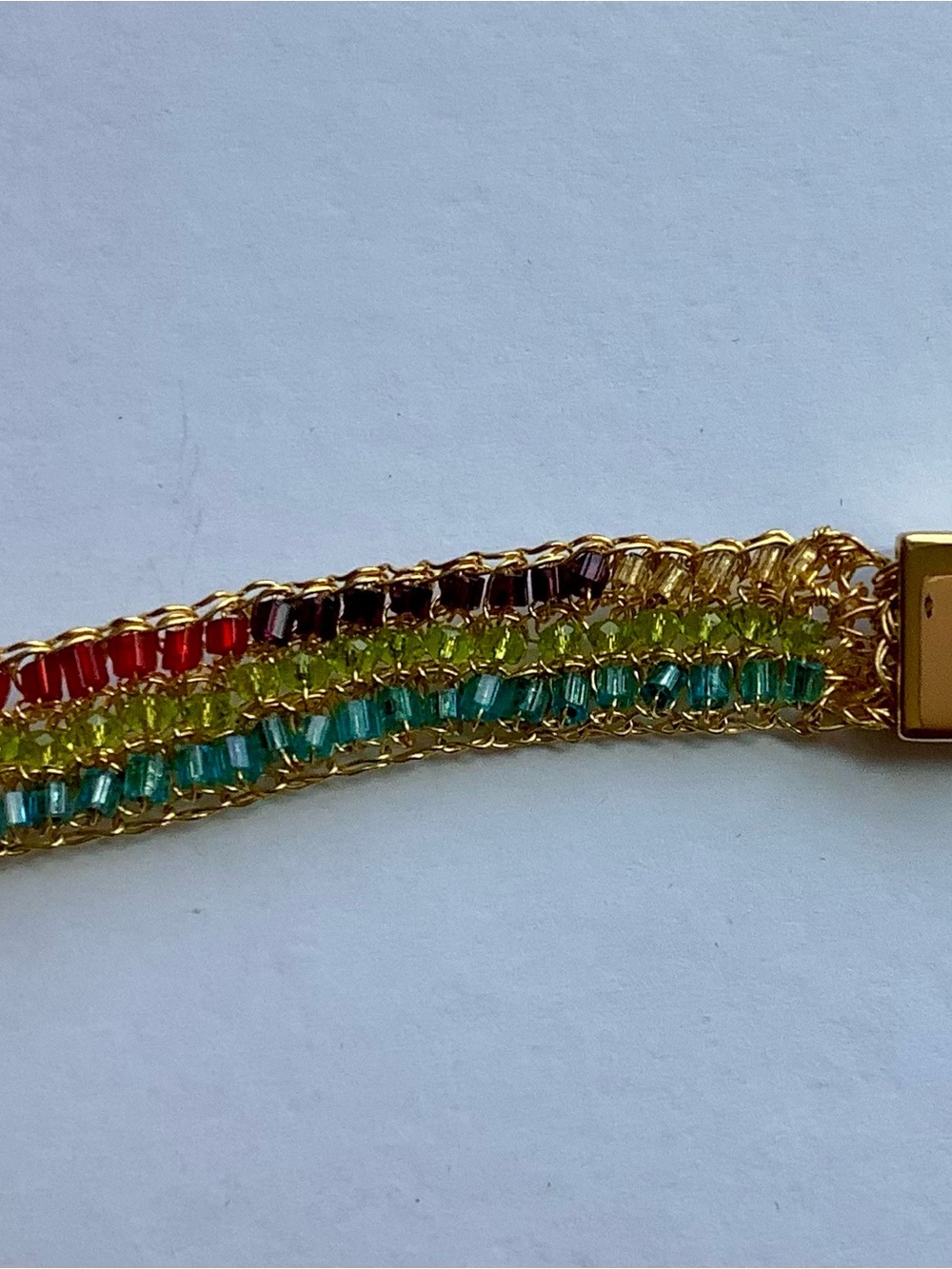 Frances Valentine Gold Bracelet with Blue, Green, Orange, and Yellow Beads - Picture 5 of 7